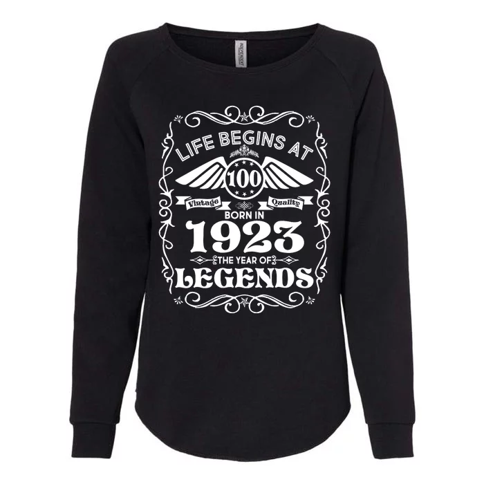 Life Begins At 100 Born In 1923 Year Of Legends Womens California Wash Sweatshirt