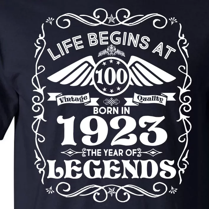 Life Begins At 100 Born In 1923 Year Of Legends Tall T-Shirt