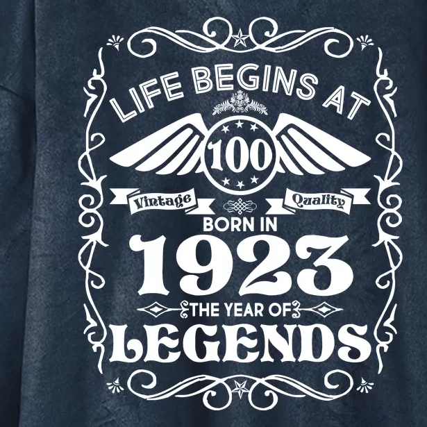 Life Begins At 100 Born In 1923 Year Of Legends Hooded Wearable Blanket