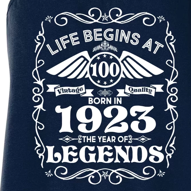 Life Begins At 100 Born In 1923 Year Of Legends Women's Racerback Tank