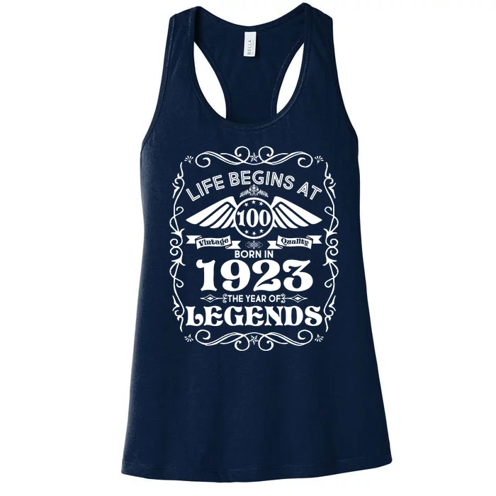 Life Begins At 100 Born In 1923 Year Of Legends Women's Racerback Tank