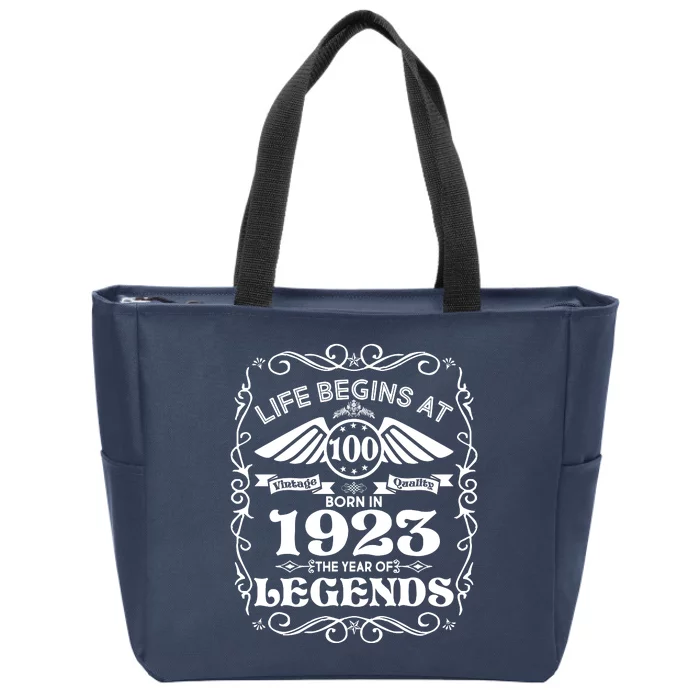 Life Begins At 100 Born In 1923 Year Of Legends Zip Tote Bag