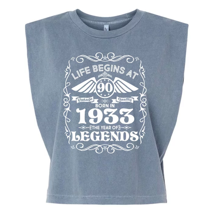 Life Begins At 90 Born In 1933 Year Of Legends Garment-Dyed Women's Muscle Tee