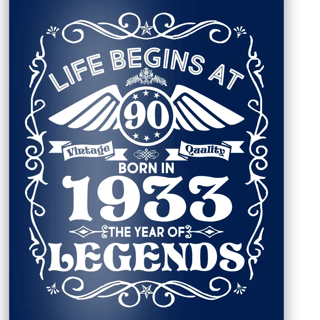 Life Begins At 90 Born In 1933 Year Of Legends Poster