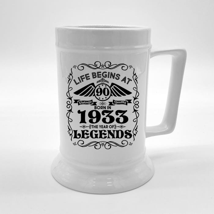 Life Begins At 90 Born In 1933 Year Of Legends Front & Back Beer Stein