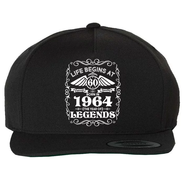 Life Begins At 60 Born In 1964 Year Of Legends Wool Snapback Cap