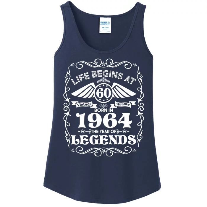 Life Begins At 60 Born In 1964 Year Of Legends Ladies Essential Tank