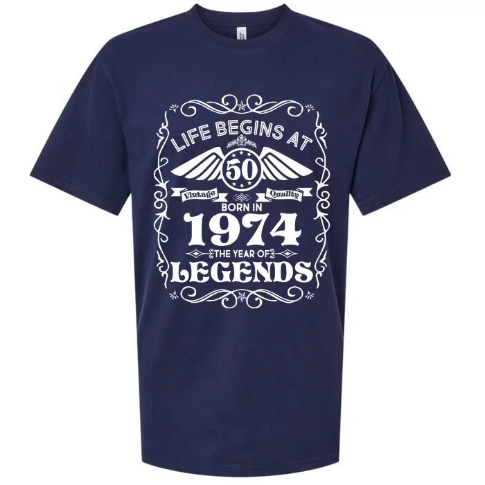 Life Begins At 50 Born In 1974 Year Of Legends Sueded Cloud Jersey T-Shirt