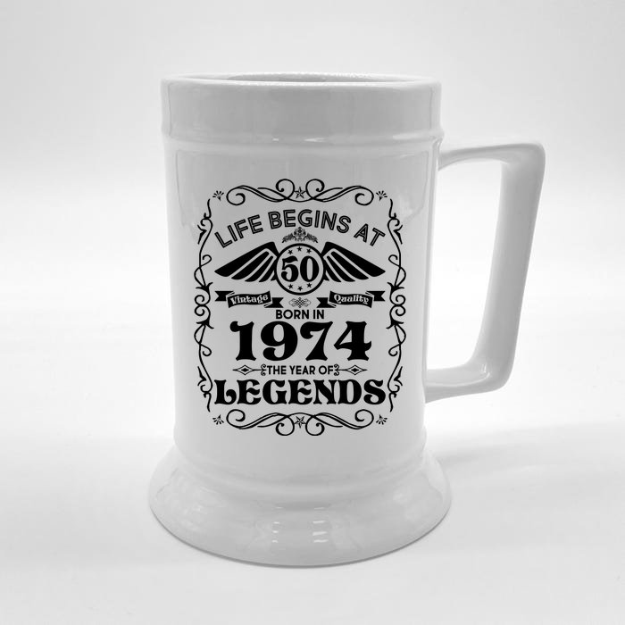 Life Begins At 50 Born In 1974 Year Of Legends Front & Back Beer Stein