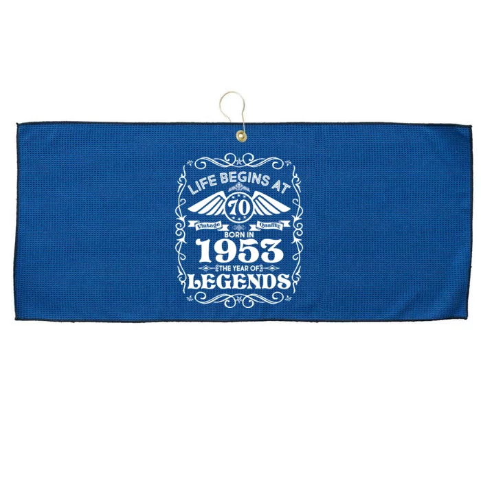 Life Begins At 70 Born In 1953 Year Of Legends Large Microfiber Waffle Golf Towel