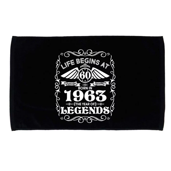 Life Begins At 60 Born In 1963 Year Of Legends Microfiber Hand Towel