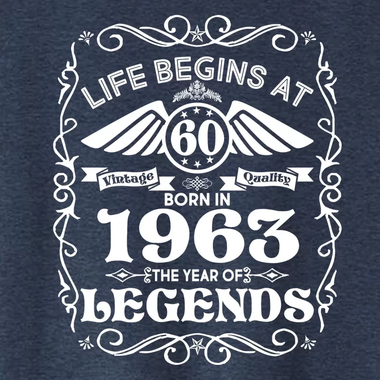 Life Begins At 60 Born In 1963 Year Of Legends Women's Crop Top Tee