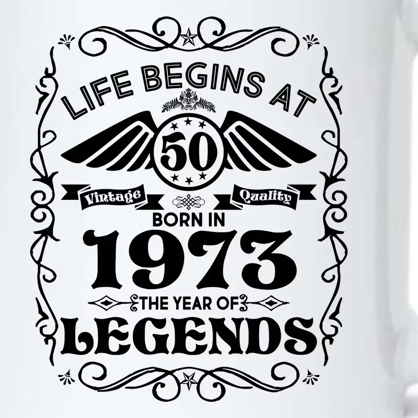 Life Begins At 50 Born In 1973 Year Of Legends Black Color Changing Mug