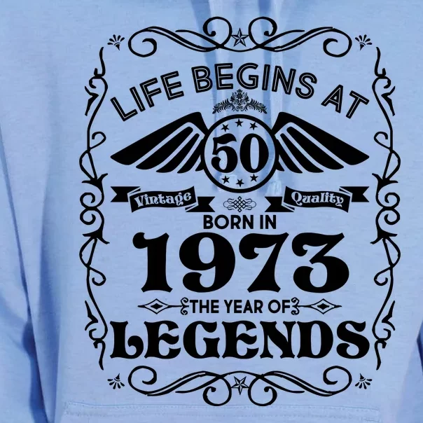 Life Begins At 50 Born In 1973 Year Of Legends Unisex Surf Hoodie