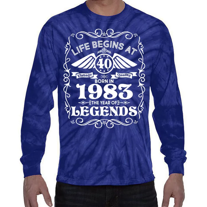 Life Begins At 40 Born In 1983 Year Of Legends Tie-Dye Long Sleeve Shirt