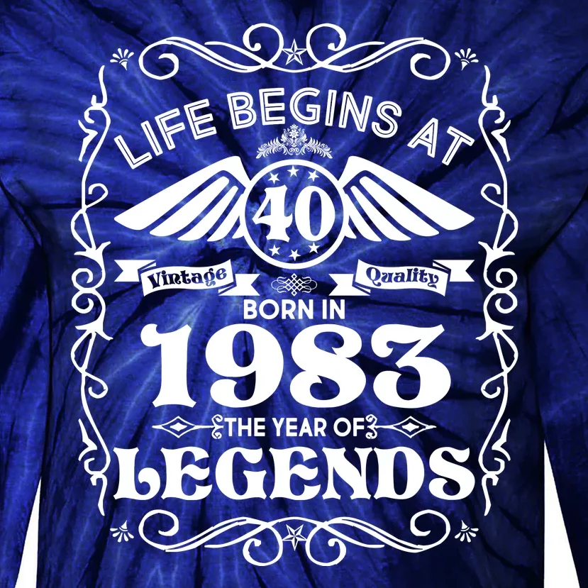 Life Begins At 40 Born In 1983 Year Of Legends Tie-Dye Long Sleeve Shirt