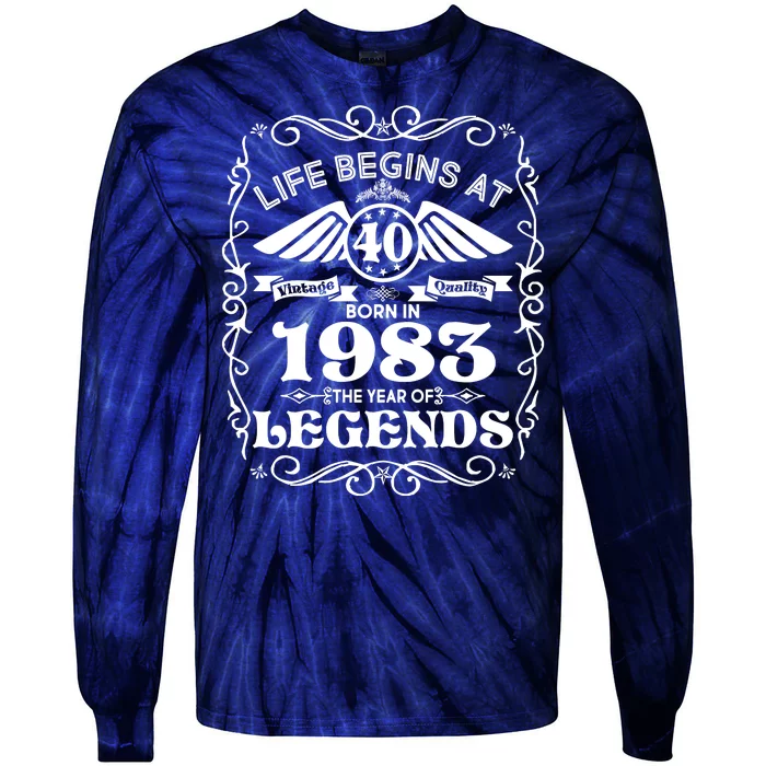 Life Begins At 40 Born In 1983 Year Of Legends Tie-Dye Long Sleeve Shirt