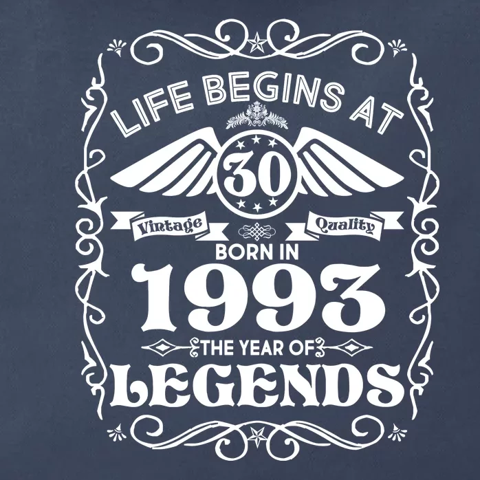 Life Begins At 30 Born In 1993 Year Of Legends Zip Tote Bag