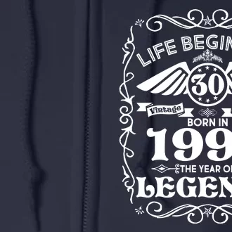 Life Begins At 30 Born In 1993 Year Of Legends Full Zip Hoodie