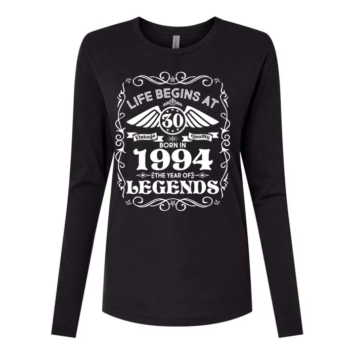 Life Begins At 30 Born In 1994 Year Of Legends Womens Cotton Relaxed Long Sleeve T-Shirt