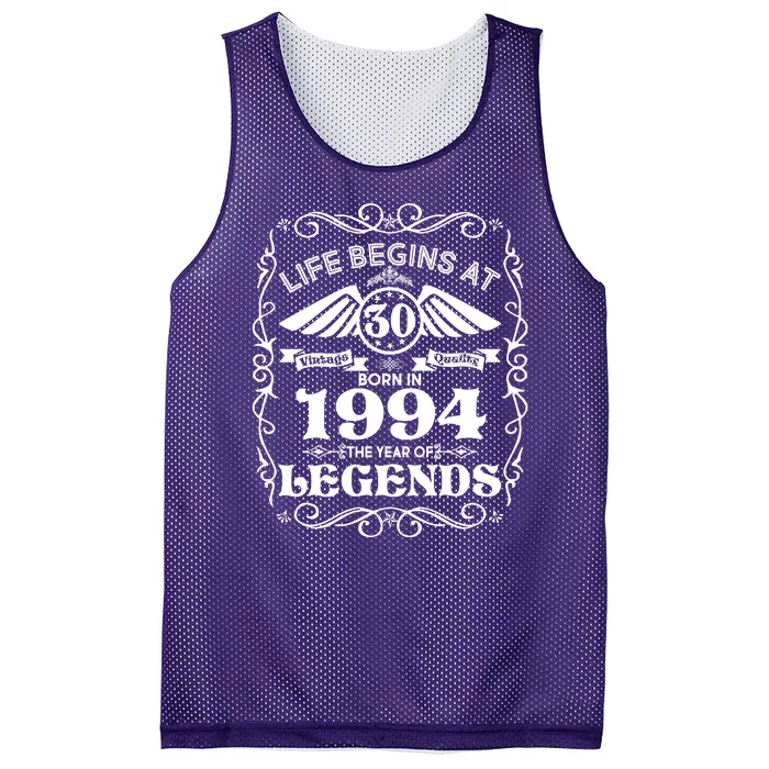 Life Begins At 30 Born In 1994 Year Of Legends Mesh Reversible Basketball Jersey Tank