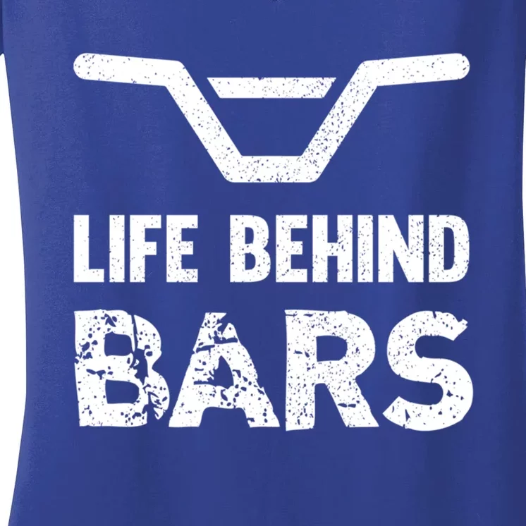 Life Behind Bars Distressed Bmx Gift Women's V-Neck T-Shirt