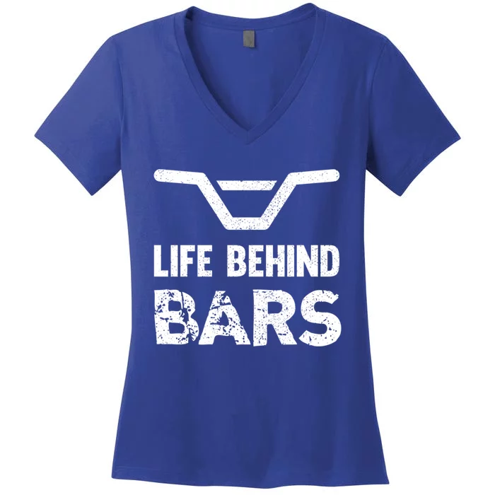 Life Behind Bars Distressed Bmx Gift Women's V-Neck T-Shirt