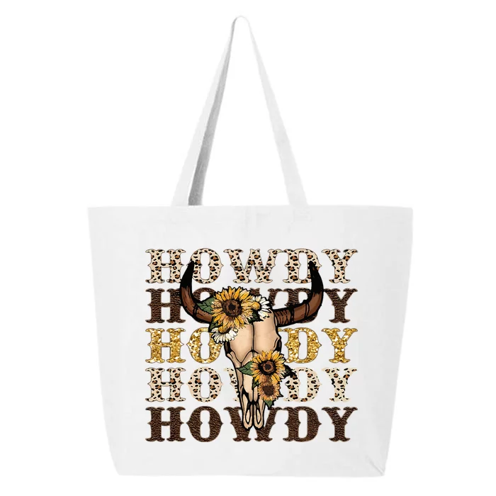 Leopard Boho Bull Skull Sunflower Howdy Western Decor 25L Jumbo Tote