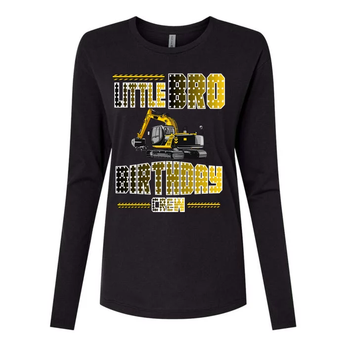 Little Bro Brother Of The Birthday Crew Party Excavator Womens Cotton Relaxed Long Sleeve T-Shirt