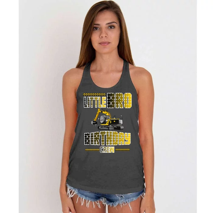 Little Bro Brother Of The Birthday Crew Party Excavator Women's Knotted Racerback Tank