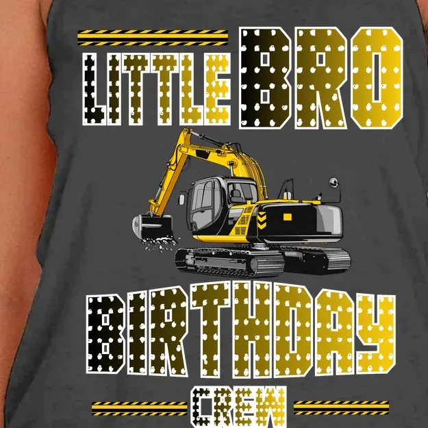 Little Bro Brother Of The Birthday Crew Party Excavator Women's Knotted Racerback Tank