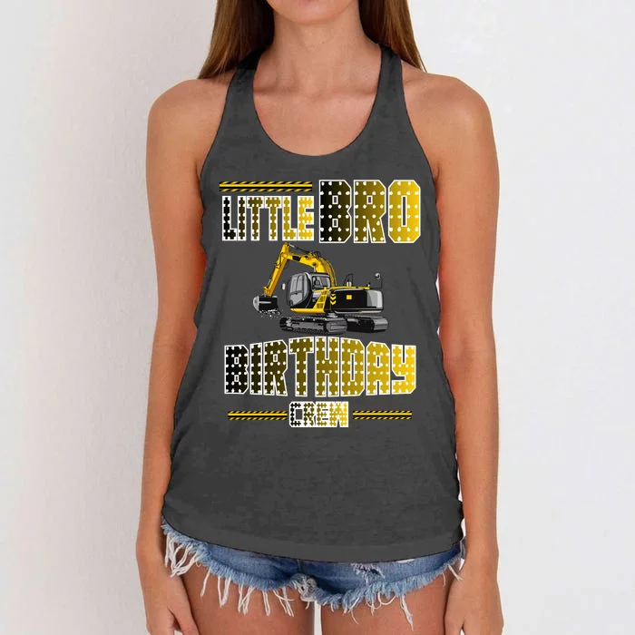 Little Bro Brother Of The Birthday Crew Party Excavator Women's Knotted Racerback Tank