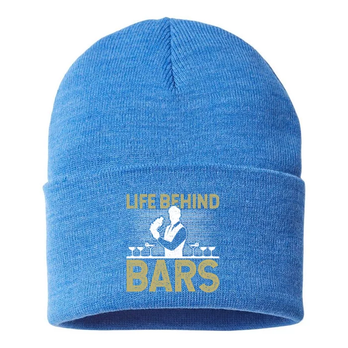 Life Behind Bars Funny Bartender Gift Sustainable Knit Beanie