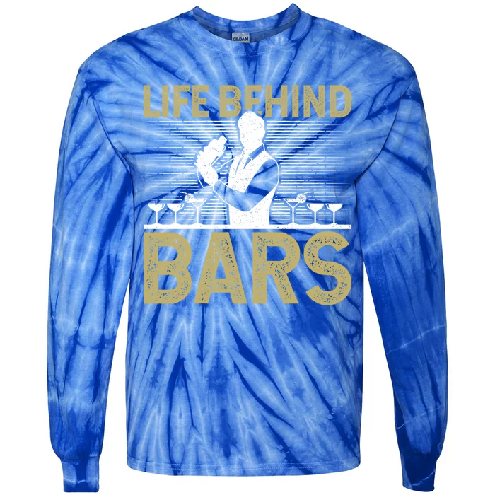 Life Behind Bars Funny Bartender Gift Tie-Dye Long Sleeve Shirt