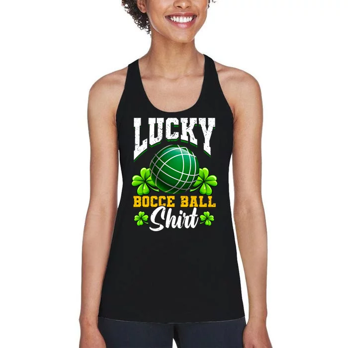 Lucky Bocce Ball Gift Italian Game Bocce Cool Gift Women's Racerback Tank