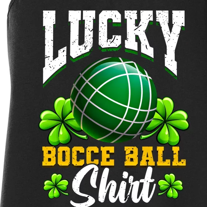 Lucky Bocce Ball Gift Italian Game Bocce Cool Gift Women's Racerback Tank