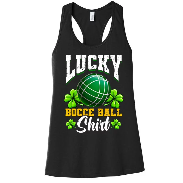 Lucky Bocce Ball Gift Italian Game Bocce Cool Gift Women's Racerback Tank