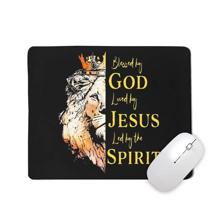 Lion Blessed By God Loved By Jesus Led Buy The Spirit Mousepad