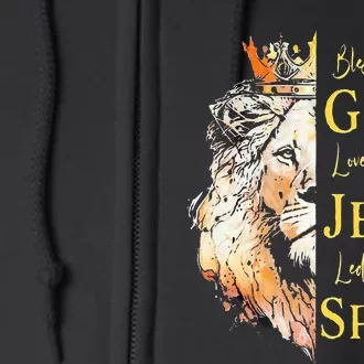 Lion Blessed By God Loved By Jesus Led Buy The Spirit Full Zip Hoodie