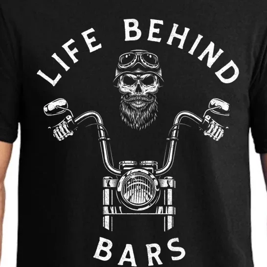 Life Behind Bars Funny Biker Skull Motorcycle Gift Pajama Set