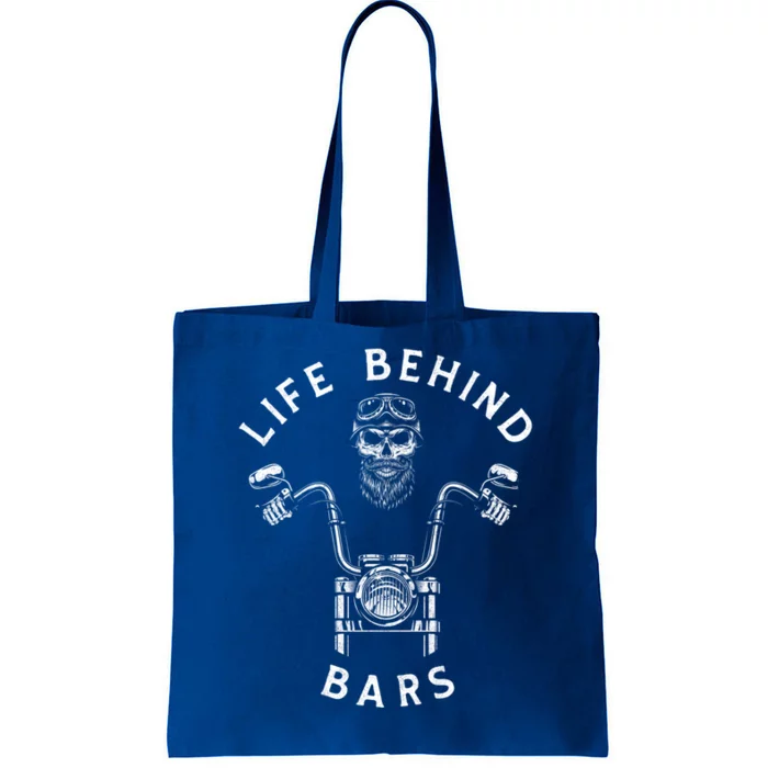 Life Behind Bars Funny Biker Skull Motorcycle Gift Tote Bag