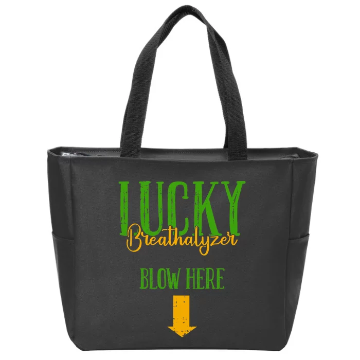 Lucky Breathalyzer Blow Here St Patricks Day Funny Sarcastic Zip Tote Bag