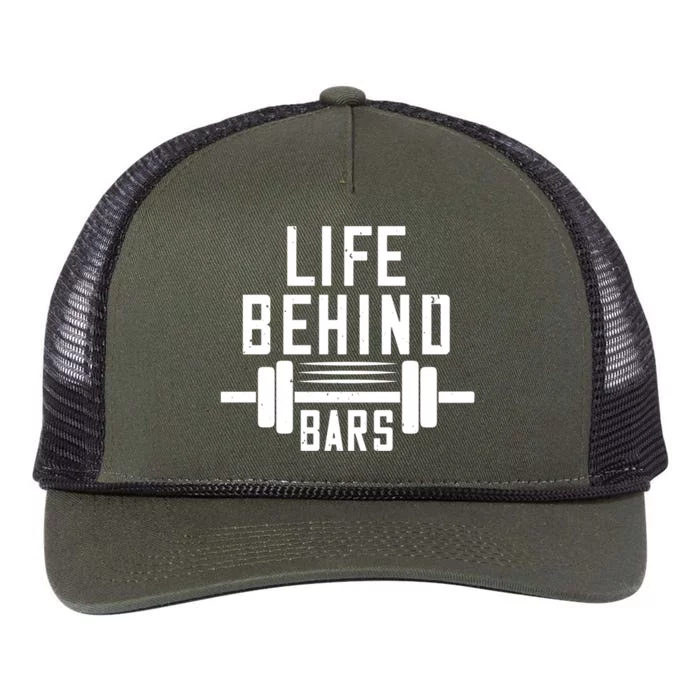 Life Behind Bars Gift Funny Gym Workout Gift Retro Rope Trucker Hat Cap