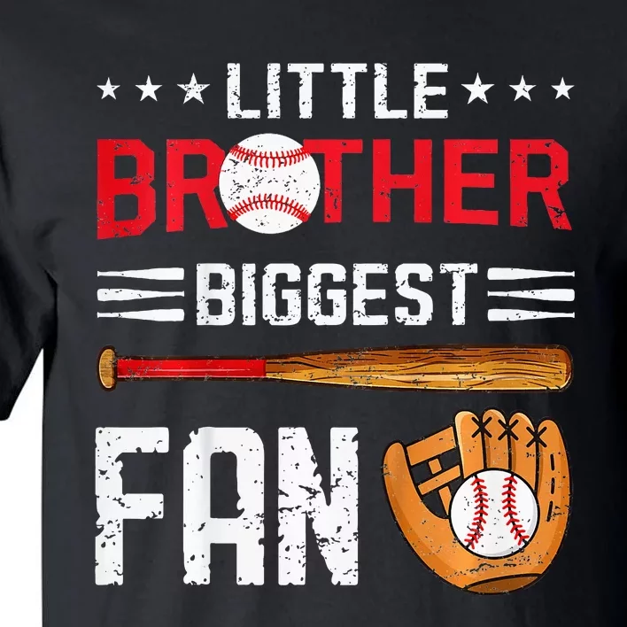 Little Brother Biggest Fan Baseball Family Bro Tall T-Shirt