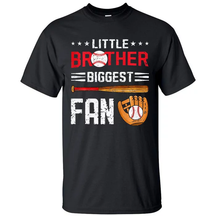 Little Brother Biggest Fan Baseball Family Bro Tall T-Shirt