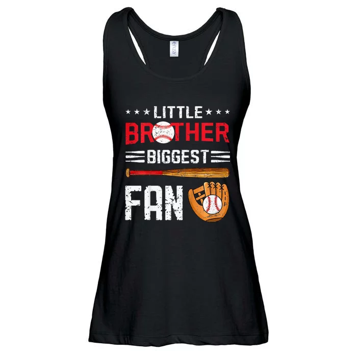 Little Brother Biggest Fan Baseball Family Bro Ladies Essential Flowy Tank