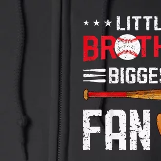 Little Brother Biggest Fan Baseball Family Bro Full Zip Hoodie