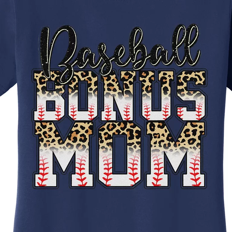 Leopard Baseball Bonus Mom Stepmother Mother's Day Women's T-Shirt