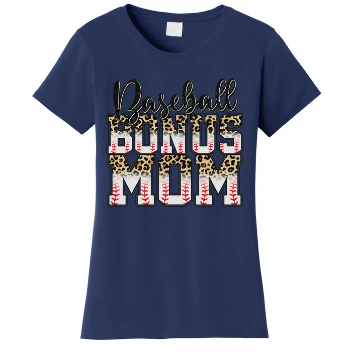 Leopard Baseball Bonus Mom Stepmother Mother's Day Women's T-Shirt