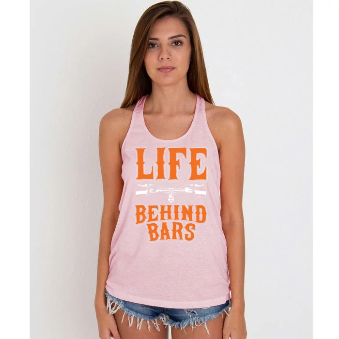 Life Behind Bars Funny Cycling Bicycle Sports Cool Gift Women's Knotted Racerback Tank